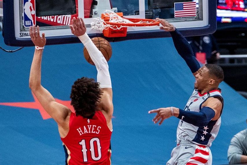 121-100. Westbrook logra su vigésimo quinto triple-doble y ganan los Wizards