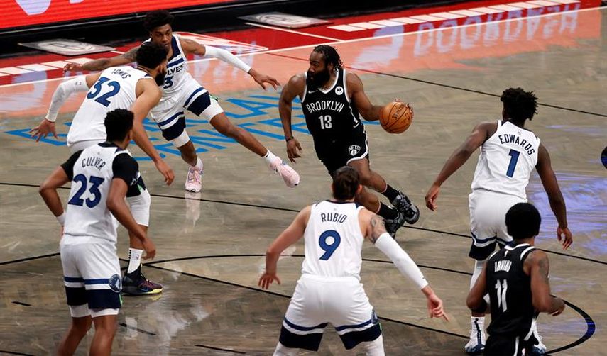 112-107: Timberwolves se lo ponen difícil a unos Nets con un Harden inmenso