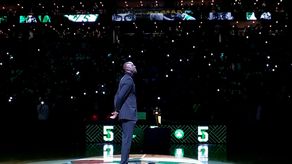 Kevin Garnett durante su ceremonia de retiro de camiseta en el TD Garden