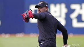 El derecho Jaime Barría hizo su primera sesión de bullpen el pasado domingo como preparación para su salida de este miércoles. Foto: Cortesía/Hanwha Eagles