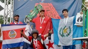 Imagen del podio de la categoría Street Masculino en el primer Campeonato Centroamericano de Skateboarding 2025.&nbsp;