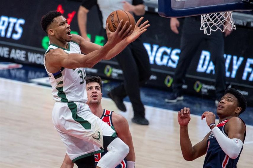 119-125. Ante los Wizards, Antetokounmpo consigue triple-doble y los Bucks siguen imparables