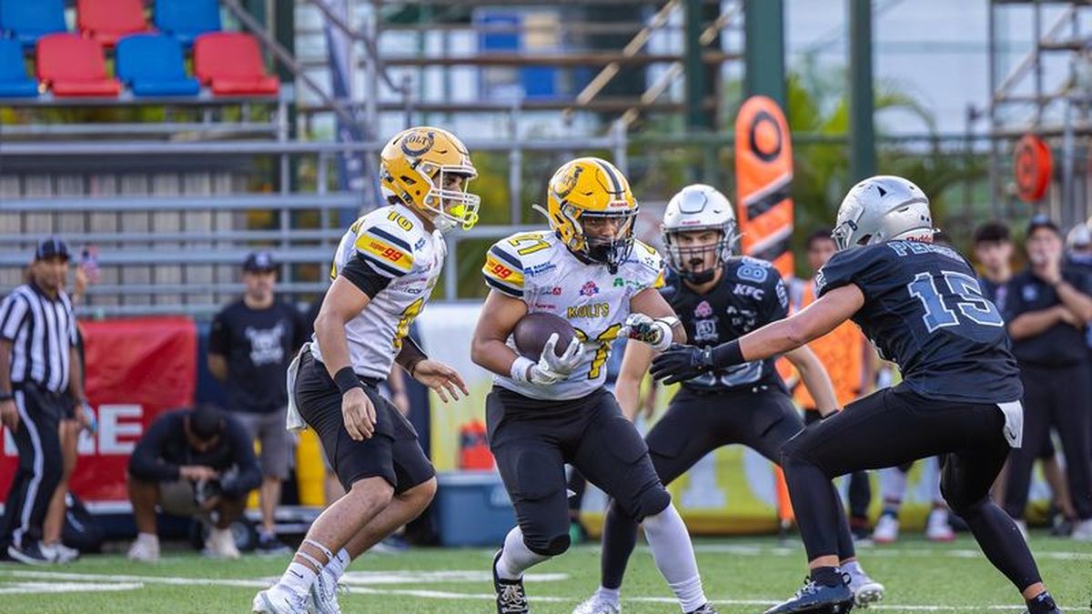 Los Kiwanis Kolts sacaron un resultado favorable pero reñido ante los Brader Raiders en la sexta jornada de la temporada 2026 de Contact Varsity de la KFL. Los Kiwanis Kolts sacaron un resultado favorable pero reñido ante los Brader Raiders en la sexta jornada de la temporada 2026 de Contact Varsity de la KFL.
