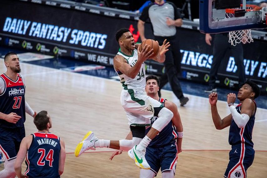 119-125. Ante los Wizards, Antetokounmpo consigue triple-doble y los Bucks siguen imparables