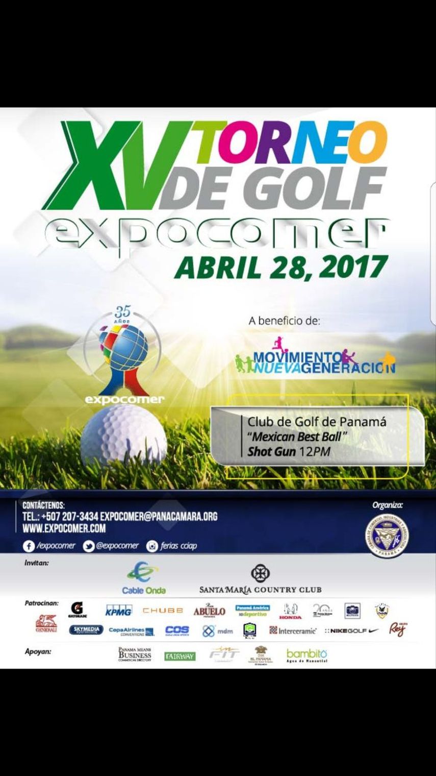 Se celebrará la décima quinta edición del Torneo de Golf Expocomer a beneficio del Movimiento Nueva Generación.