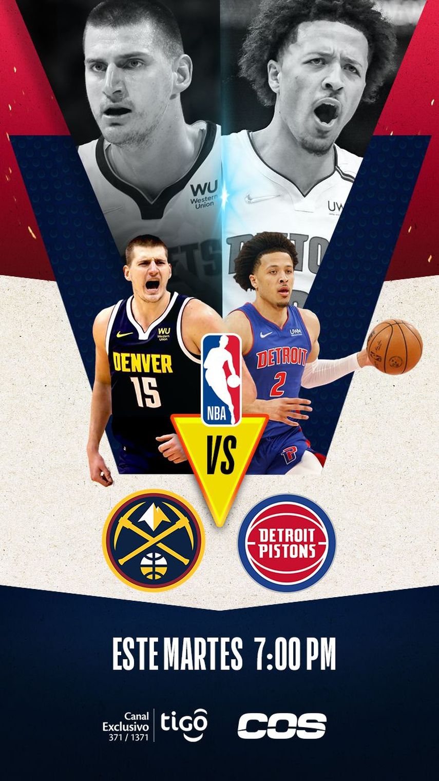 Jokic y los Nuggets contra los Pistons esta noche en COS